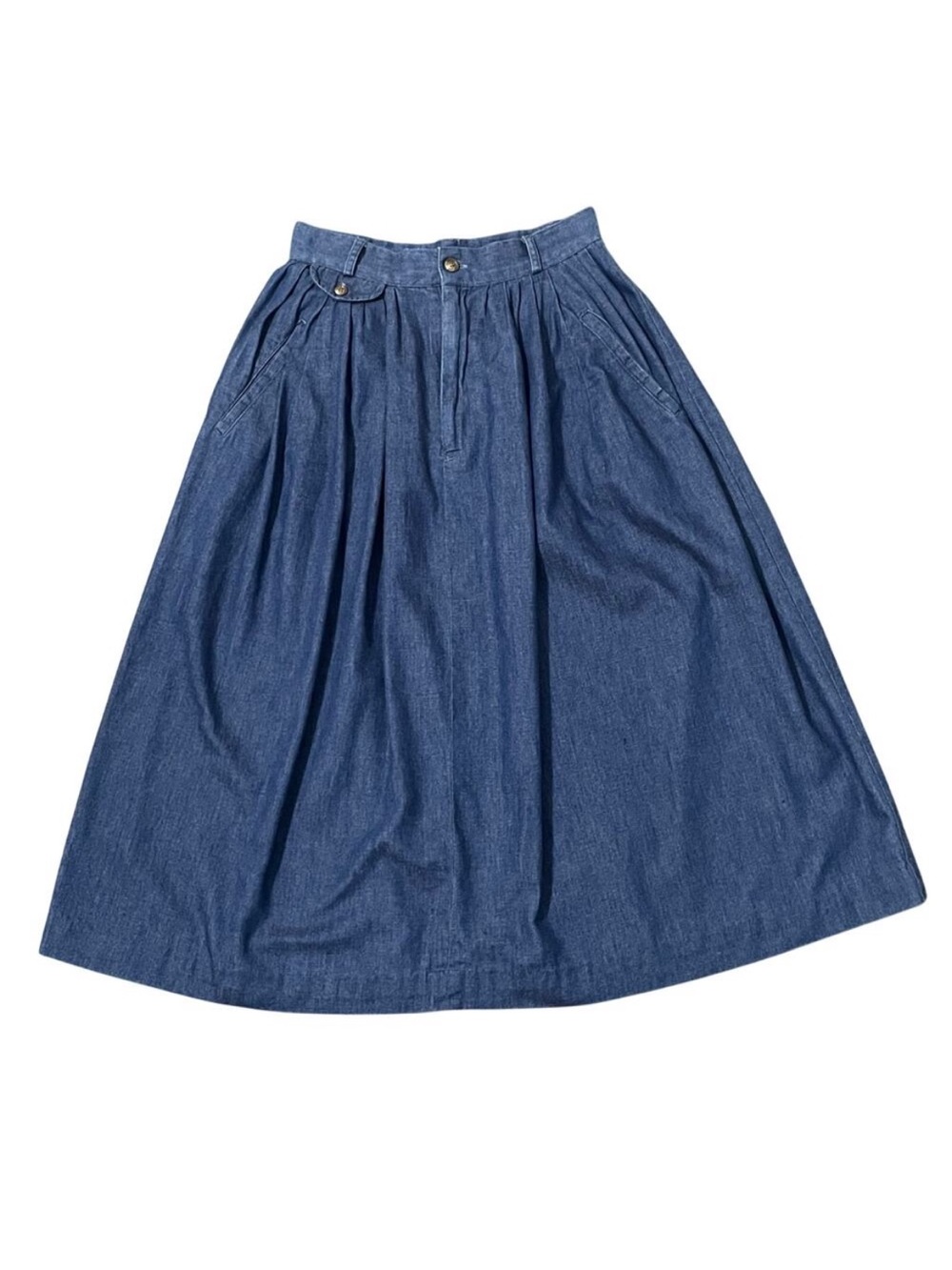 Ralph Lauren Women’s Vintage Pleated Denim Midi Skirt Full Size 6